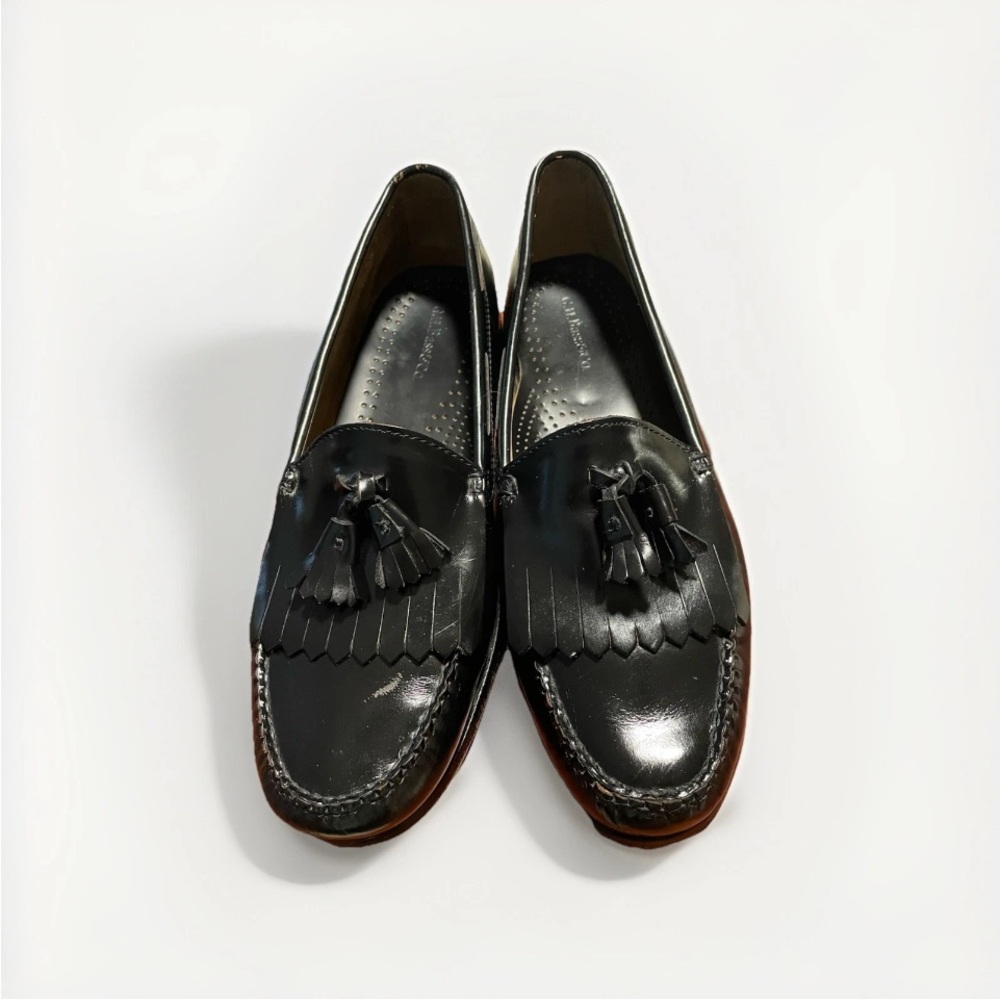 GH Bass & Co Men's Tassel Loafer Black Leather Dress Shoes Size 10.5